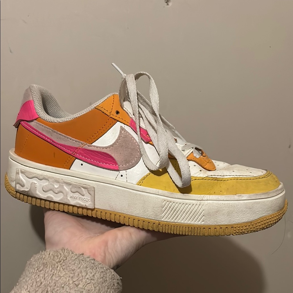 Nike Women's Athletic Shoes - White, Pink, Orange, Yellow